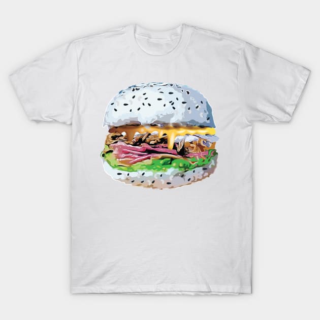 Sushi Burger Burgushi Food Fad Meme Hamburger T-Shirt by alltheprints